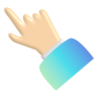 3D cartoon hand with finger pointing up isolated on transparent background. Human hand touching or pointing something. Cartoon character hand pointing up gesture. png