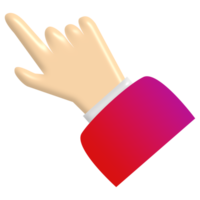 3D cartoon hand with finger pointing up isolated on transparent background. Human hand touching or pointing something. Cartoon character hand pointing up gesture. png