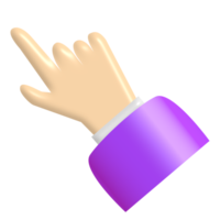 3D cartoon hand with finger pointing up isolated on transparent background. Human hand touching or pointing something. Cartoon character hand pointing up gesture. png