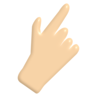 3D cartoon hand with finger pointing up isolated on transparent background. Human hand touching or pointing something. Cartoon character hand pointing up gesture. png