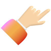 3D cartoon hand with finger pointing up isolated on transparent background. Human hand touching or pointing something. Cartoon character hand pointing up gesture. png