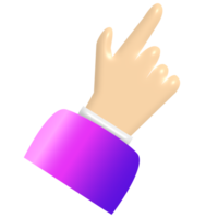 3D cartoon hand with finger pointing up isolated on transparent background. Human hand touching or pointing something. Cartoon character hand pointing up gesture. png