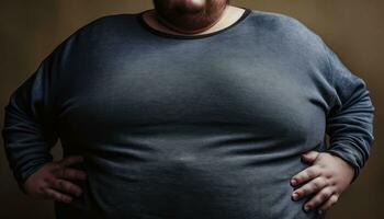 obeso hombre con distendido estómago - generativo ai foto