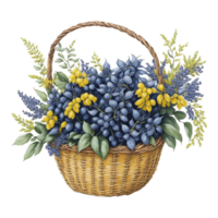 waterverf bloemen mand, waterverf mand, bloem mand, waterverf bloemen bloem ontwerp, waterverf bloem regelingen bloemen, waterverf bloem ontwerp, bruiloft decoratie, boeket, ai gegenereerd png