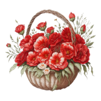 Watercolor Floral Basket, Watercolor Basket, Flower Basket, Watercolor Floral Flower Design, Watercolor Flower Arrangements Floral, Watercolor Flower Design, Wedding Decoration, Bouquet, AI Generated png