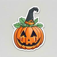Halloween Pumpkin Sticker Ai Generate photo