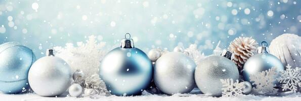 Festive Christmas Wonderland - Balls, Snowflakes, and Cones - Generative AI photo