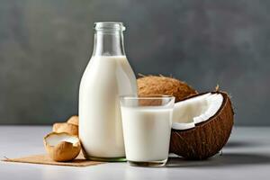 Lactose Intolerance Solution - Coconut Milk and Plant-Based Drink - Generative AI photo