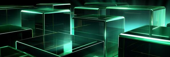 Abstract 3d background green 3D floor background 3D cubes background 3D square background 3D rectangle background ai generated photo