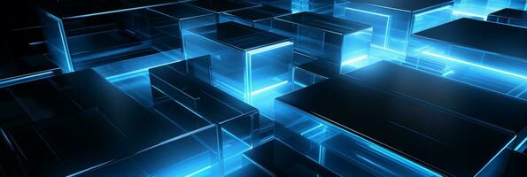 Abstract 3d background blue 3D floor background 3D cubes background 3D square background ai generated photo