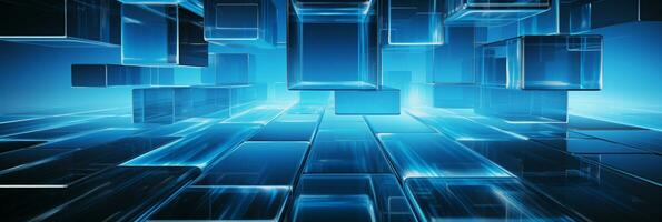 Abstract 3d background blue 3D floor background 3D cubes background 3D square background ai generated photo