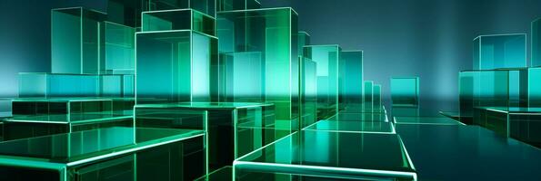 Abstract 3d background green 3D floor background 3D cubes background 3D square background 3D rectangle background ai generated photo