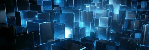 Abstract 3d background blue 3D floor background 3D cubes background 3D square background ai generated photo