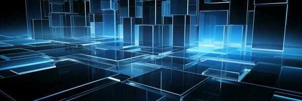 Abstract 3d background blue 3D floor background 3D cubes background 3D square background ai generated photo