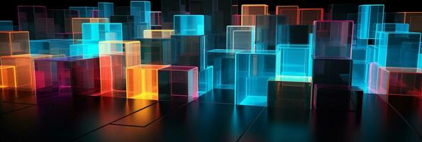 3D Abstract background Abstract tech city background abstract cubes background digital square background ai generated photo