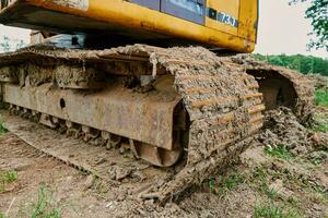 Excavator on construction site photo