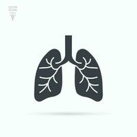 Lungs icon. Respiratory system healthy lung flat medical organ. Isolated vector illustration.