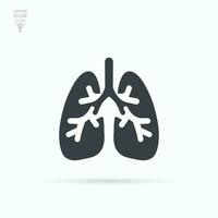 Lungs icon. Respiratory system healthy lung flat medical organ. Isolated vector illustration.