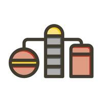 Oil Refinery Vector Thick Line Filled Colors Icon For Personal And Commercial Use.