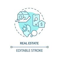 Editable real estate icon concept, isolated vector, AI for SEO blue thin line illustration. vector