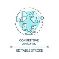 Editable competitive analysis icon concept, isolated vector, AI for SEO blue thin line illustration. vector