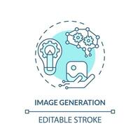 Editable image generation icon concept, isolated vector, AI for SEO blue thin line illustration. vector