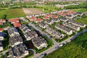 Aerial view of residential area in small town photo