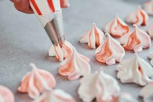 Process of baking meringue, Cooking sweet dessert photo