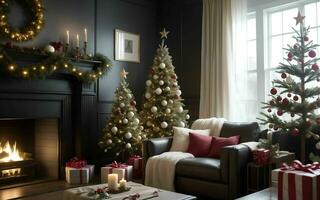 Embrace the Warmth and Joy A Cozy Living Room Decor for a Magical Christmas ai generated photo