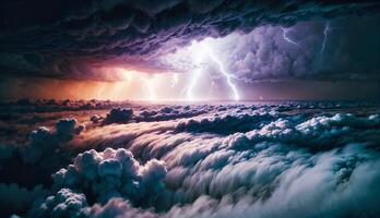 Electrifying Skies A Dramatic Stormy Cloudscape ai generated photo