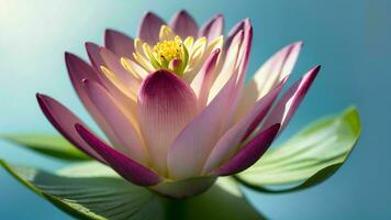 Close-Up of a Beautiful Waterlily Flower in the Bluish Waters ai generated photo