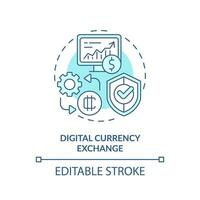 2D editable digital currency exchange thin line icon concept, isolated vector, blue illustration representing digital currency. vector