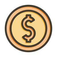 Coin Vector Thick Line Filled Colors Icon For Personal And Commercial Use.
