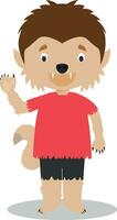 Cartoon illustration of a funny werewolf for children vector