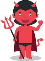 dibujos animados ilustración de un gracioso diablo para niños vector