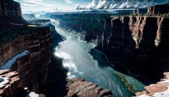 The Dramatic Panorama of a Vast Canyon Ravine photo