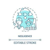 2D editable negligence thin line icon concept, isolated vector, blue illustration representing product liability. vector