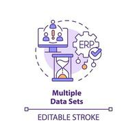 Editable multiple data sets icon concept, isolated vector, enterprise resource planning thin line illustration. vector