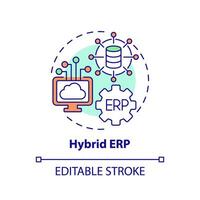 Editable hybrid ERP icon concept, isolated vector, enterprise resource planning thin line illustration. vector