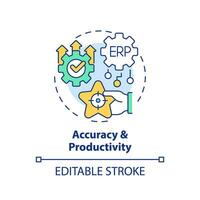 Editable accuracy and productivity icon concept, isolated vector, enterprise resource planning thin line illustration. vector