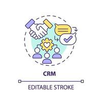 Editable CRM icon concept, isolated vector, enterprise resource planning thin line illustration. vector