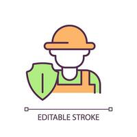 Labor law RGB color icon. Employee protection. Worker safety. Farm industry. Workplace security. Employment rights. Isolated vector illustration. Simple filled line drawing. Editable stroke