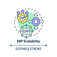 Editable ERP scalability icon concept, isolated vector, enterprise resource planning thin line illustration. vector