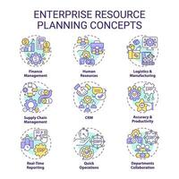 2D editable icons set representing enterprise resource planning concepts, isolated vector, thin line colorful illustration. vector