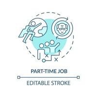 2D editable part-time job thin line icon concept, isolated vector, blue illustration representing unretirement. vector