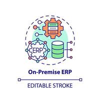 Editable on-premise ERP icon concept, isolated vector, enterprise resource planning thin line illustration. vector