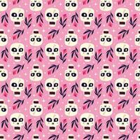 Vibrant Halloween pattern with mystical Gothic skulls. vector
