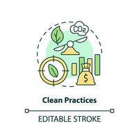 Editable clean practices concept, isolated vector, thin line icon representing carbon border adjustment. vector