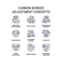 2D icons set representing carbon border adjustment concepts, isolated vector, thin line illustration. vector