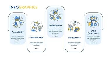 Data democratization vector infographics template, data visualization with 5 steps, process timeline chart.